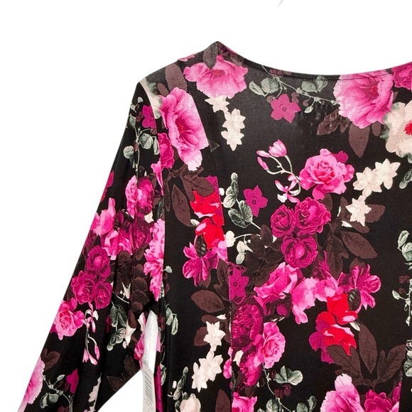 NEW Torrid Black Pink Floral V Neck 3/4 Supersoft Women’s Skater Dress Sz 1X - Picture 13 of 13